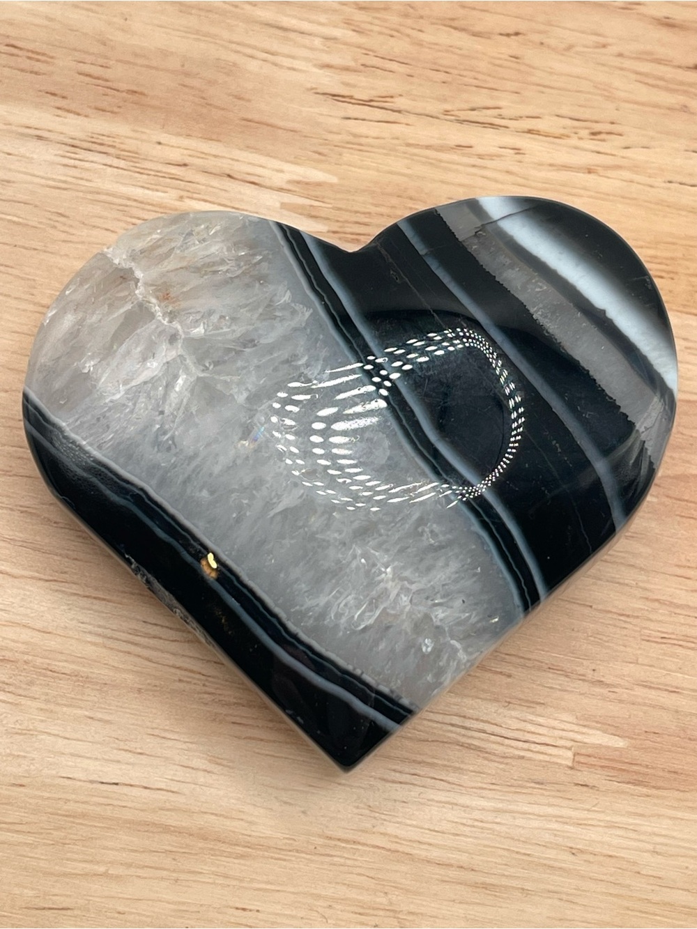 🌑Druzy Black Banded Agate Crystal Heart Figure🌑